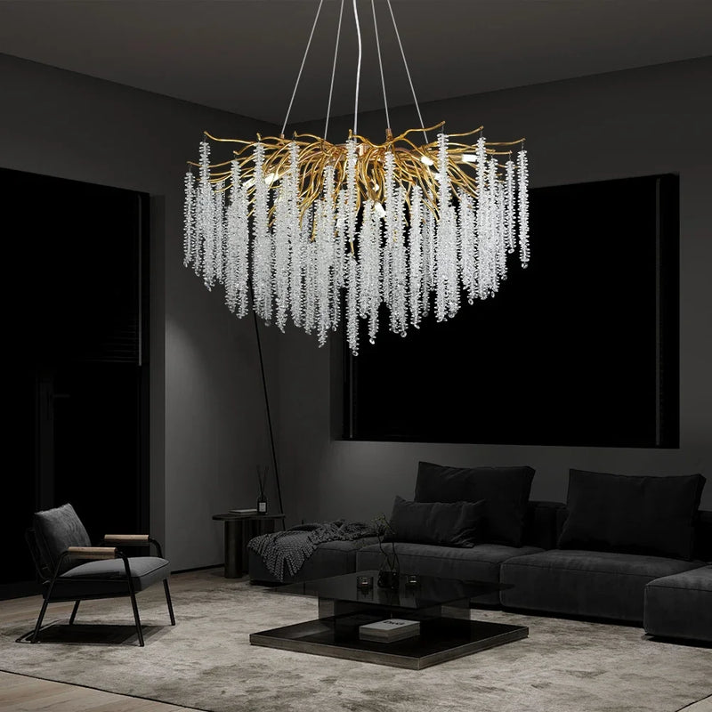 lustre suspendu en verre cristal design moderne pour décoration intérieure