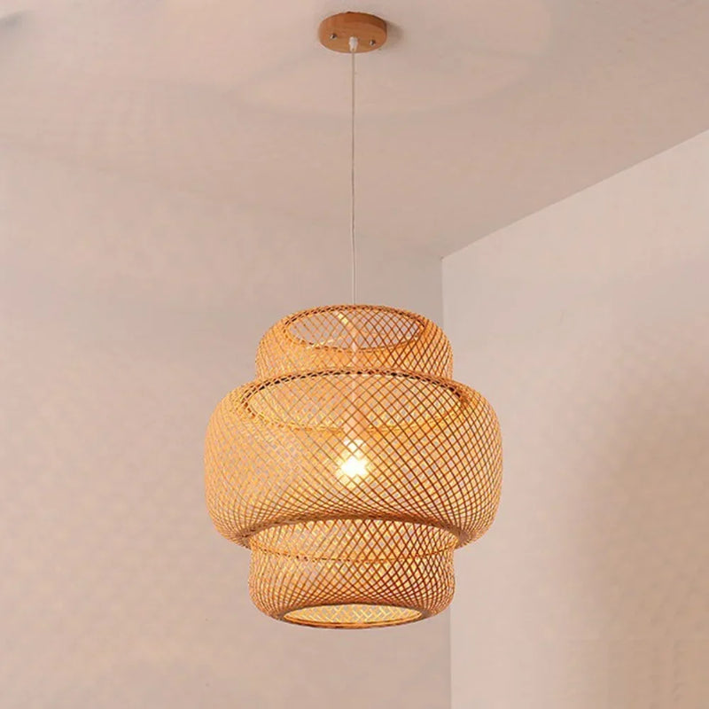 Suspension classique en bambou tissé