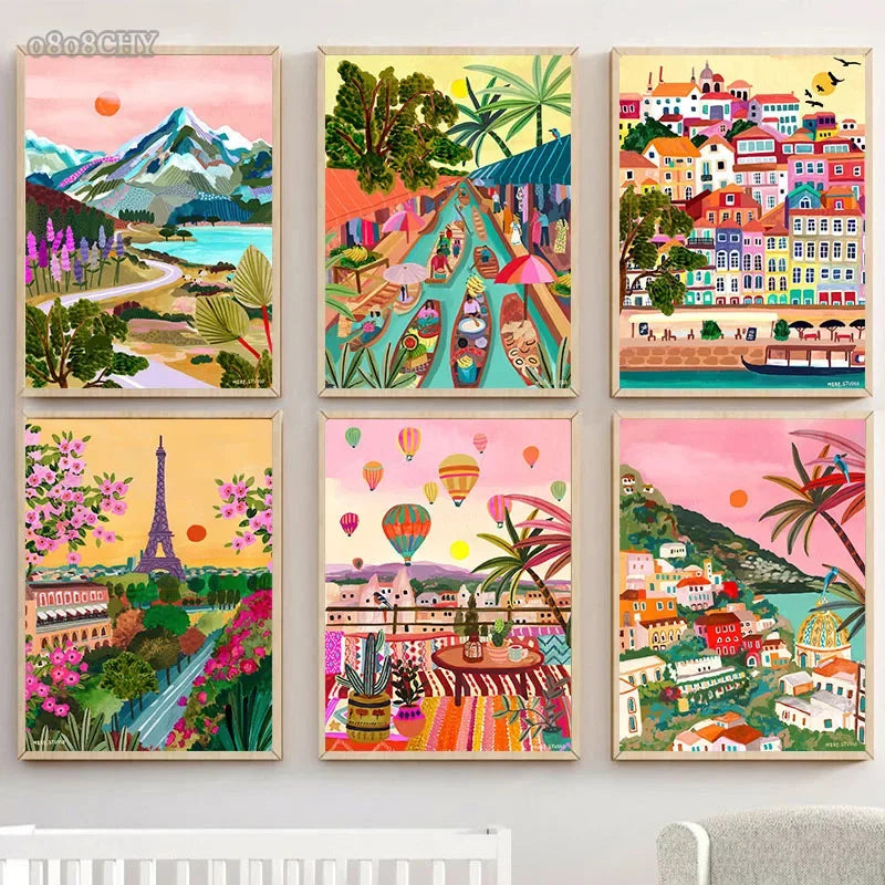 affiches et impressions colorées de paysage abstrait pour décoration intérieure