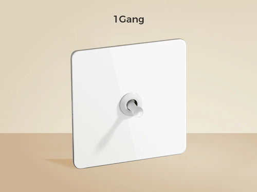 Interrupteur simple 1 voie en acier blanc mat et doré bords arrondis