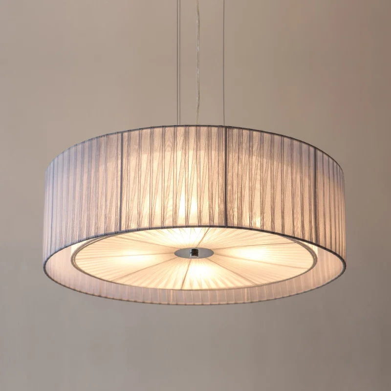 lustre nordique moderne en fer avec abat-jour tissu décoratif