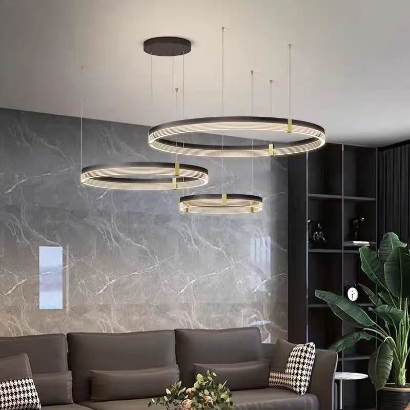 Lustre LED anneau en acrylique au design moderne avec anneau intérieur