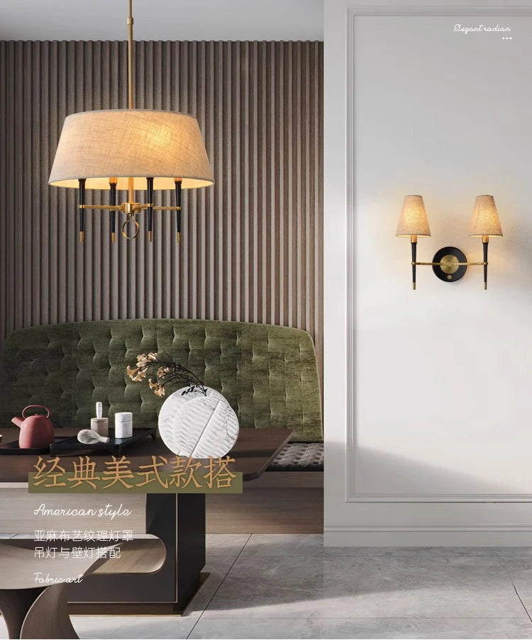 suspension circulaire en tissu style chinois avec lustre cuivré