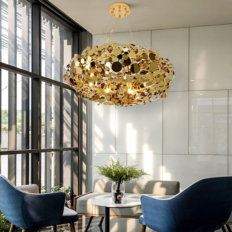 suspension de luxe postmodernes en acier inoxydable