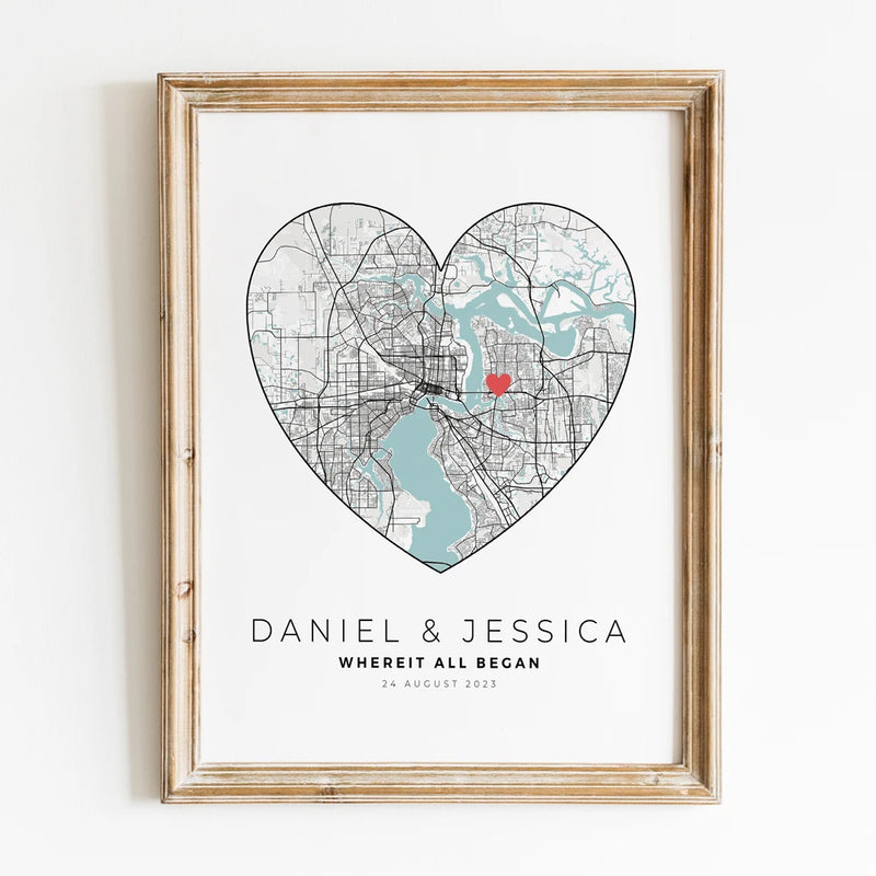 carte de ville personnalisée cadeau romantique pour lui