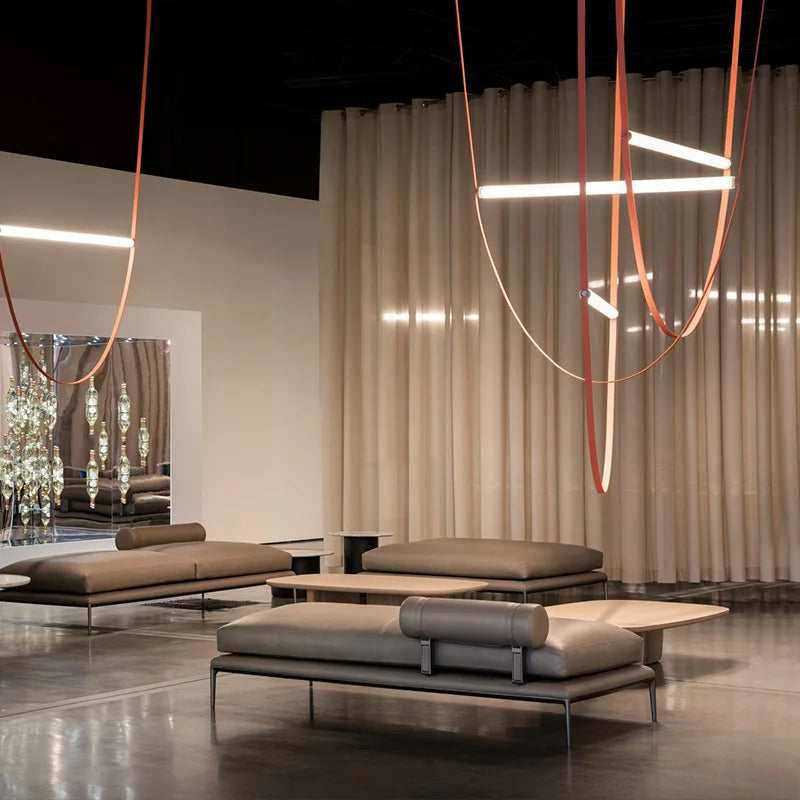 ceinture en cuir moderne avec suspension led pour décoration luminaire