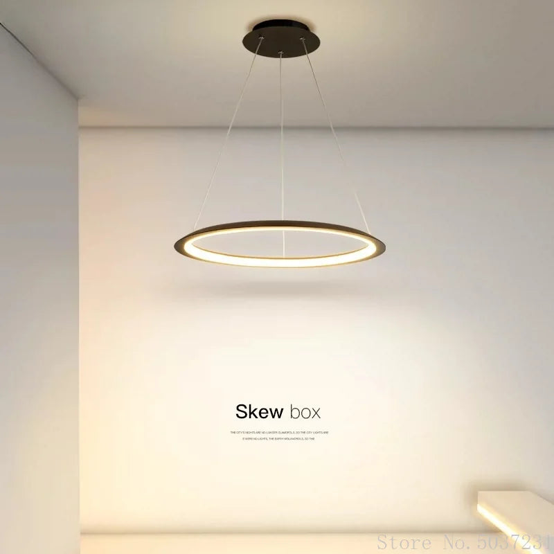 Lustre anneau rond led au design nordique minimaliste créatif