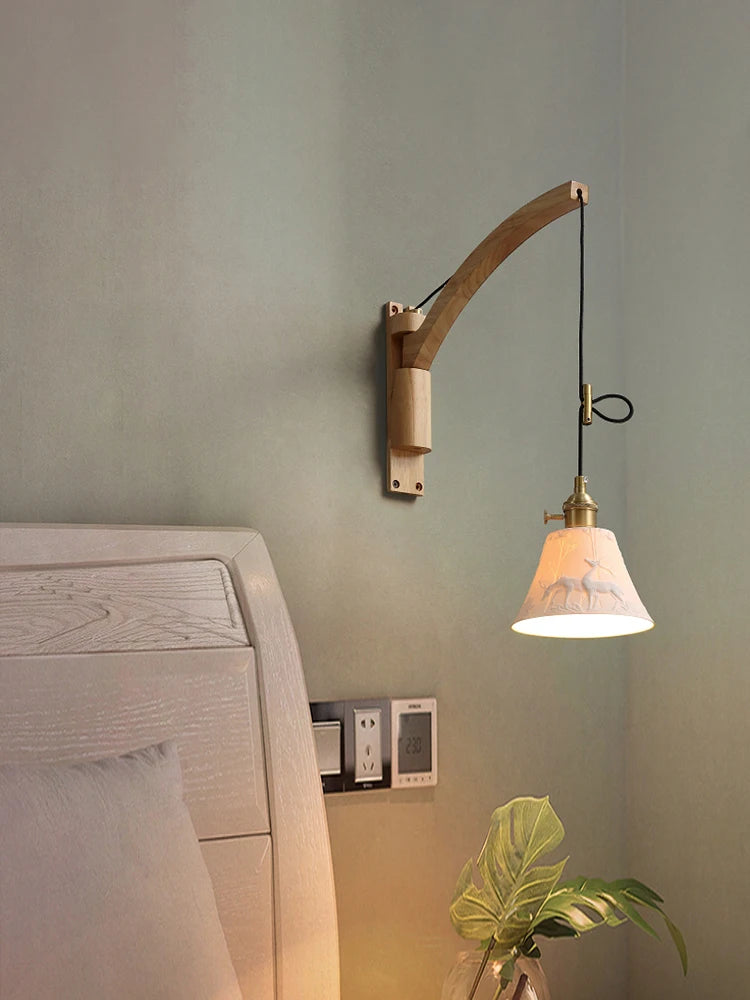 applique murale en bois massif style pêche pour intérieur