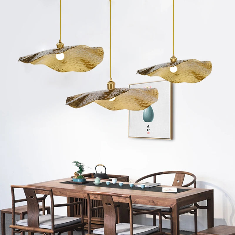 Suspension créative en feuille de Lotus dorée