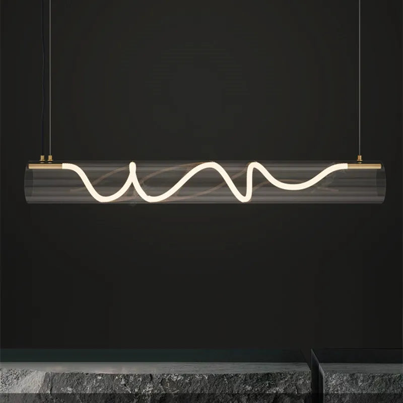 lampes suspendues long tube acrylique nordique pour restaurants et bars