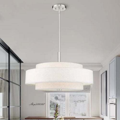 Moderne minimaliste tissu Suspension tissu créatif arrondi Luminaire salon décor salle à manger Suspension Luminaire