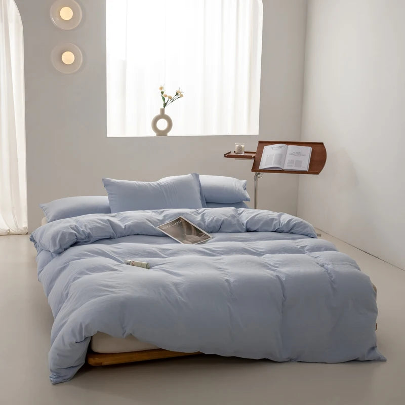 parure de lit en coton japonais doux avec housse et taies d'oreiller