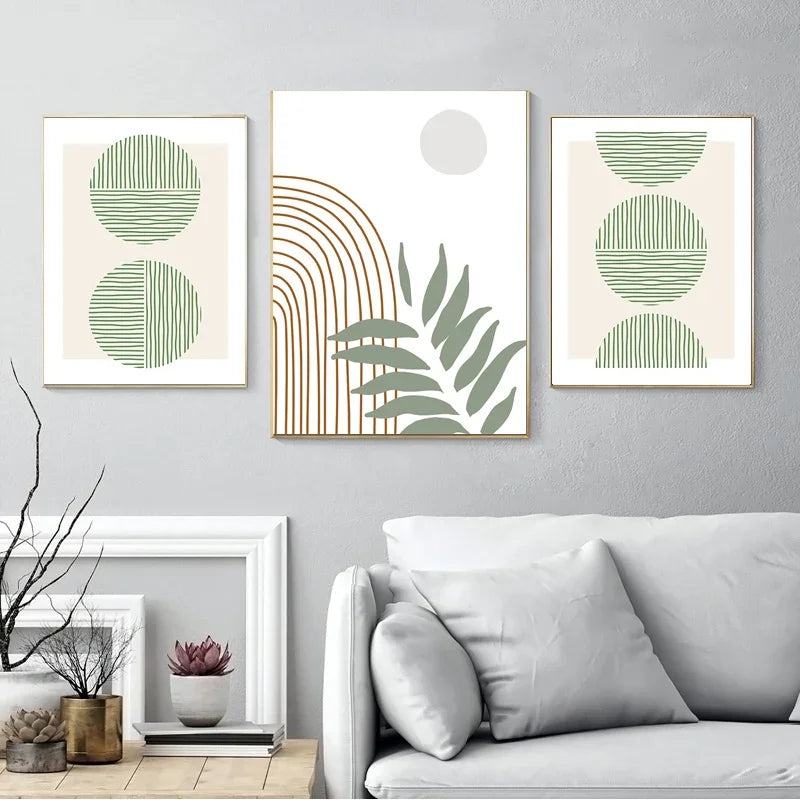 art mural géométrique abstrait boho moderne pour décoration intérieure