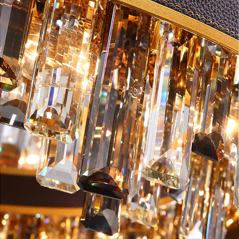 lustre design luxe vintage led cuir cristal élégant