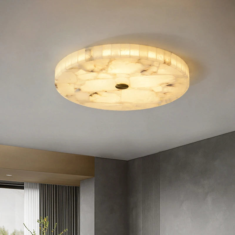 plafonnier led circulaire en marbre texture naturelle style européen