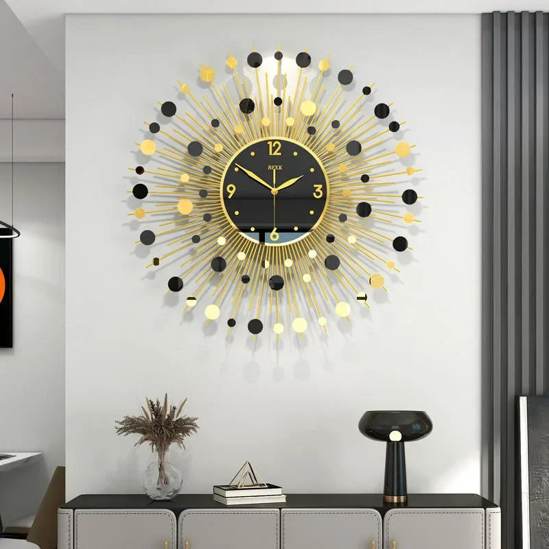 horloge murale luxe design créatif silencieuse pour décoration moderne