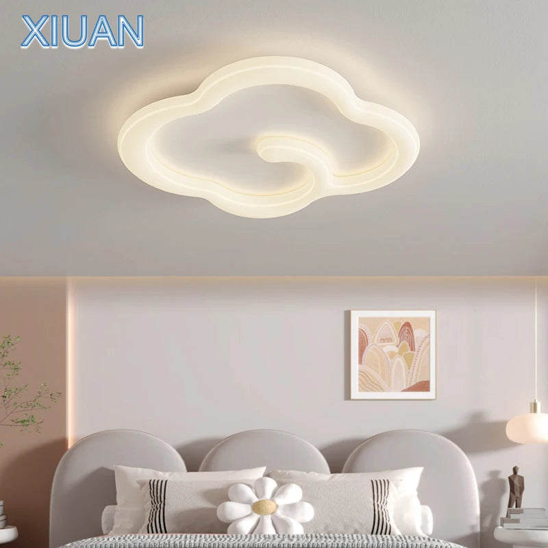 lustre scandinave nuage blanc avec télécommande optionnelle led