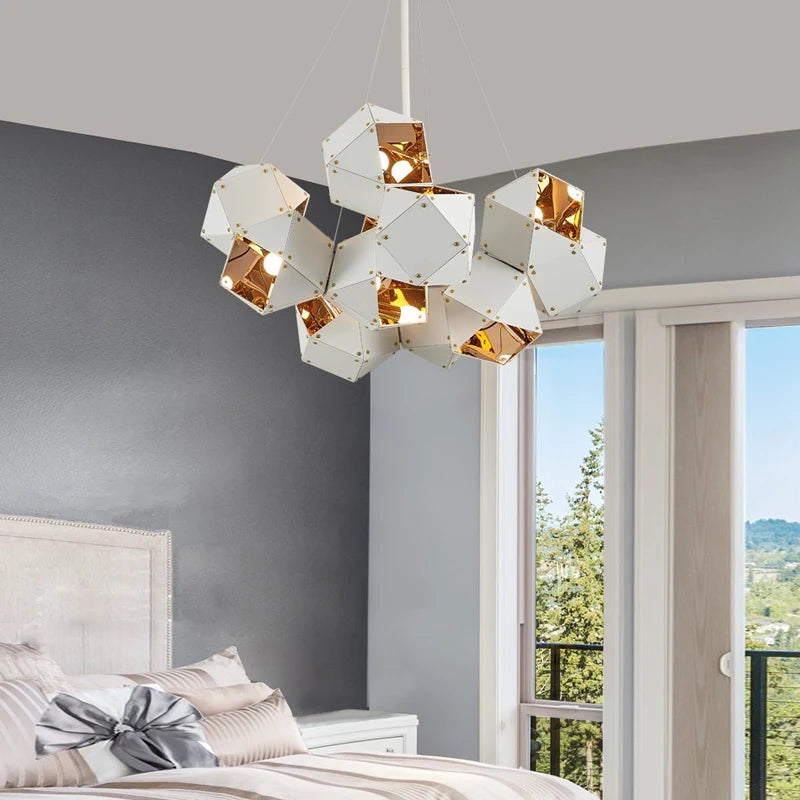 suspension led cube art déco style assorti saison