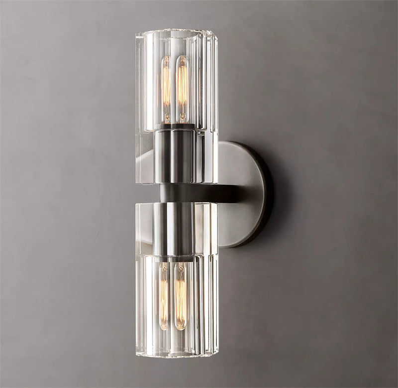 applique murale led moderne en cristal clair nickel laiton