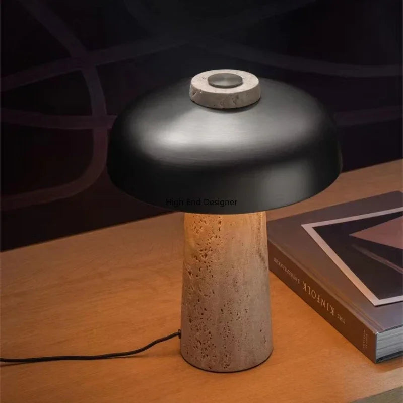lampe à poser champignon en pierre naturelle design scandinave
