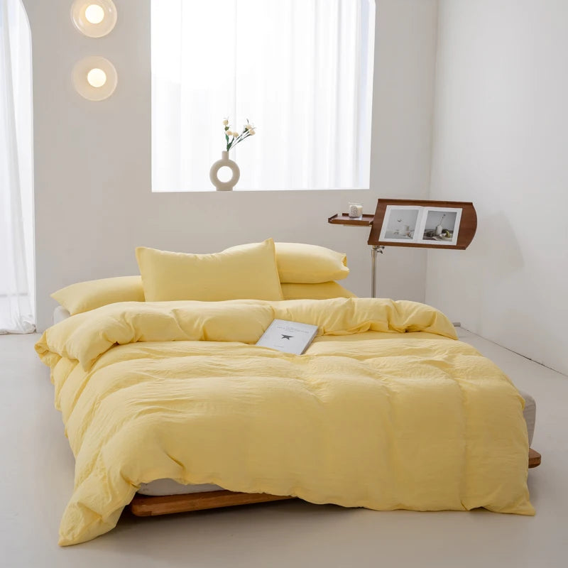 parure de lit en coton japonais doux avec housse et taies d'oreiller