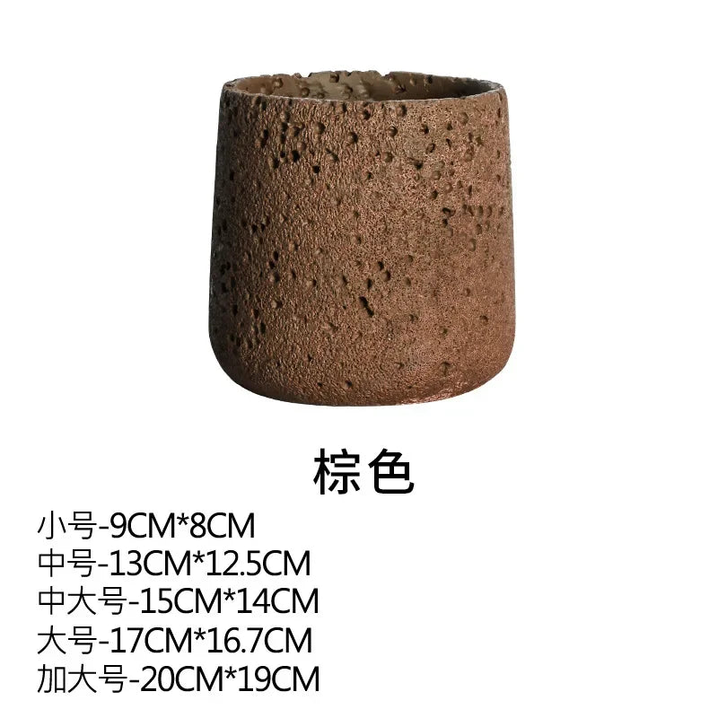 pot de fleurs en ciment style nordique avec plateau décoratif