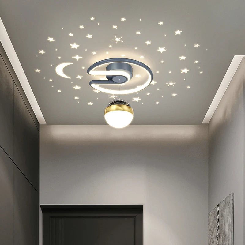 Noir gris 28W LED plafonnier pour couloir boule de verre nuances Foyer allée éclairage intérieur Luminaire Lustre effet étoile