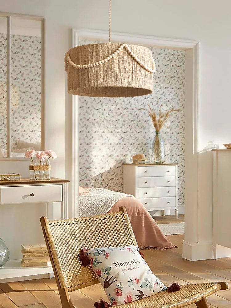 Lustre bohème rétro perlé pour éclairage intérieur créatif