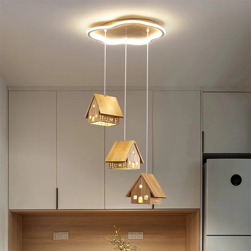 suspension moderne en bois pour décoration créative chambre enfant