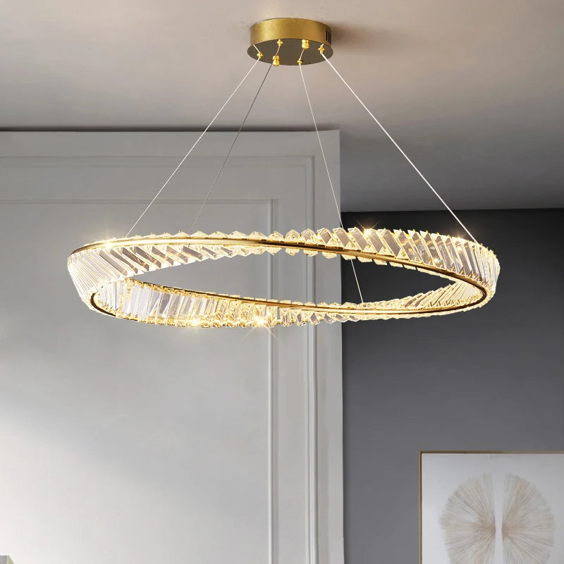 lustre en or de luxe avec éclairage en cristal winfordo