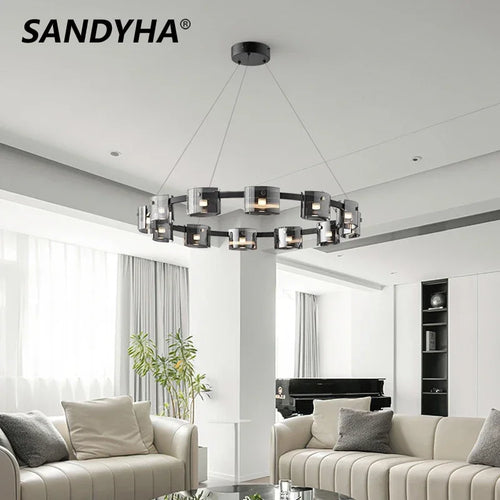 lustre sandyha moderne minimaliste abat-jour verre led suspendu