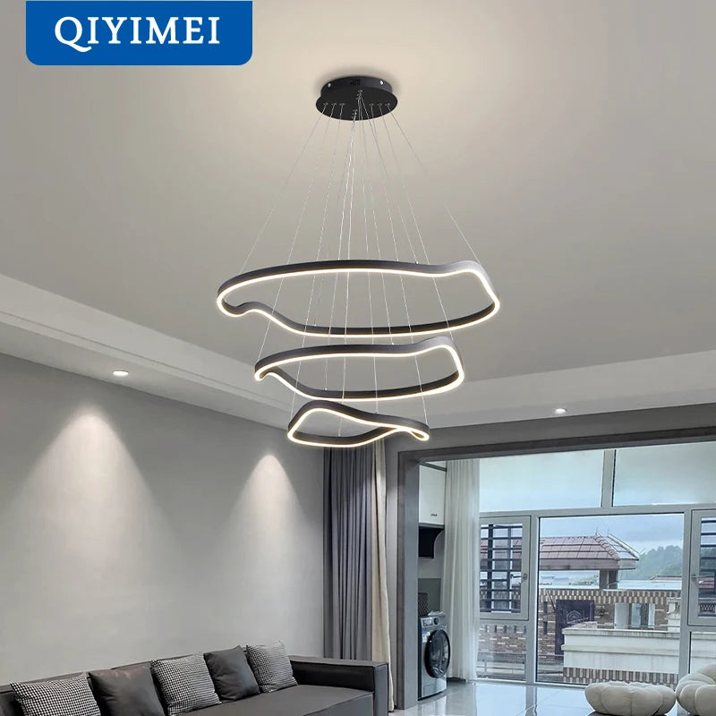 Lustre anneaux déformés design panochas pour intérieur
