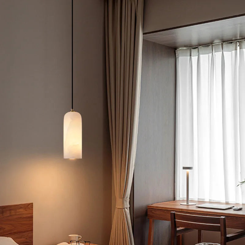 lustre naturan en marbre avec ampoule cuivre pour éclairage simple