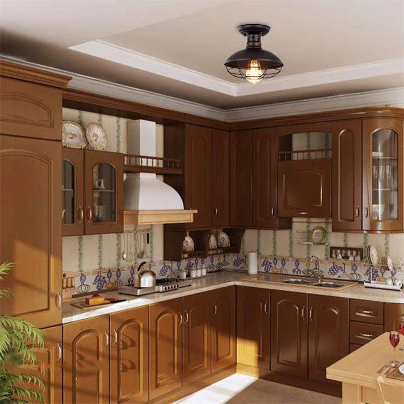 plafonnier industriel rétro américain en fer lampara techo