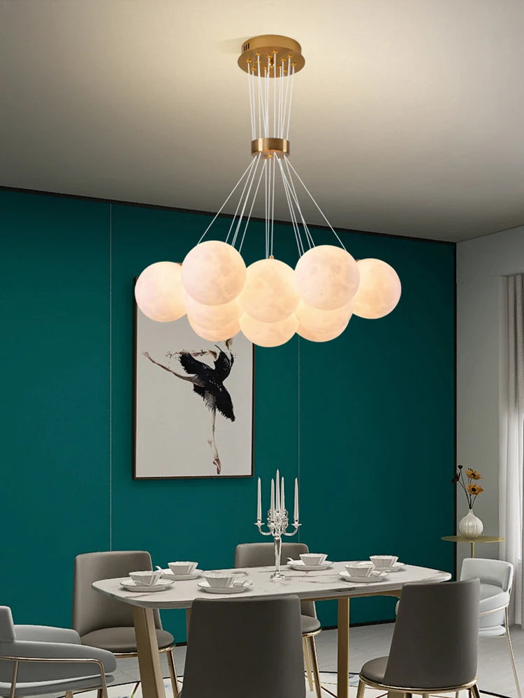 lustre sphérique planète led moderne réglable en hauteur pour décoration