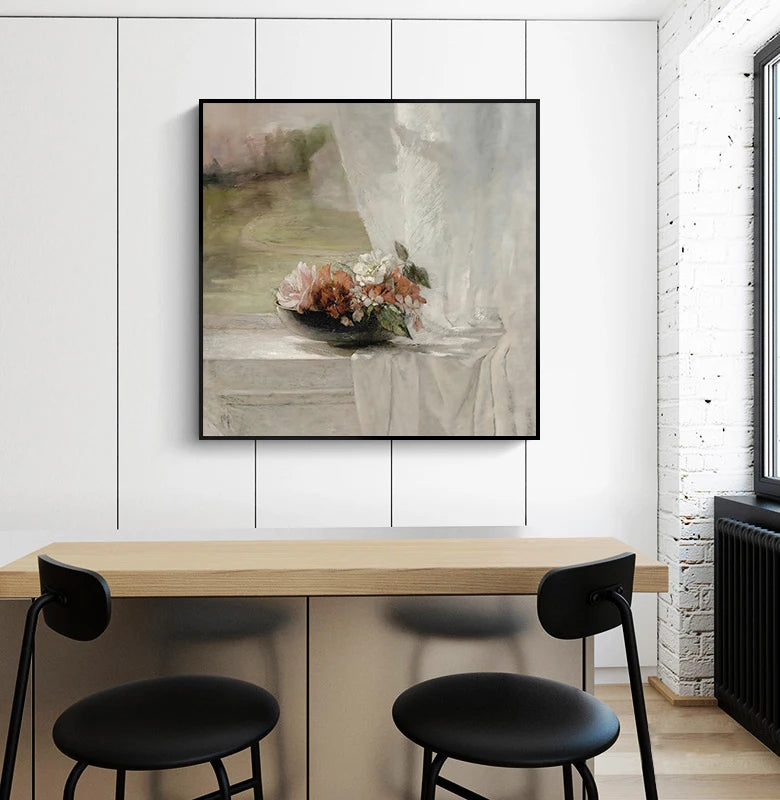 affiche vintage nature morte prairie tournesols et fleurs sauvages