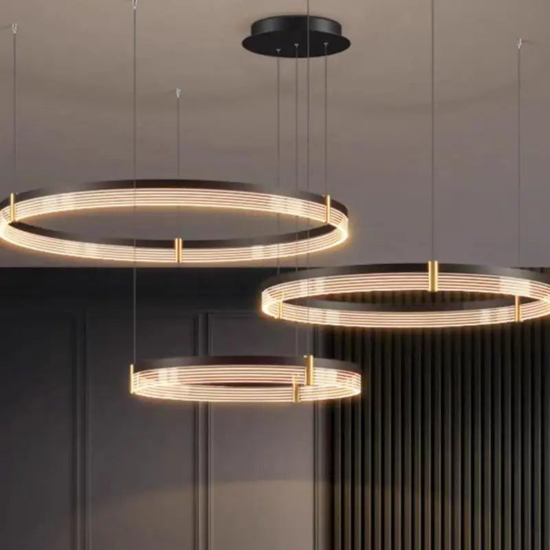 Lustre LED anneau en acrylique au design moderne avec anneau intérieur