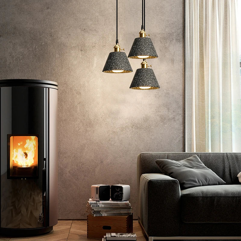 lampe suspension nordique moderne simple en terrazzo