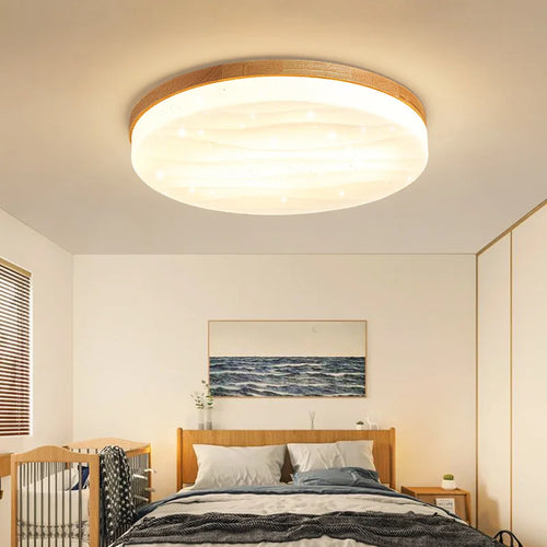 plafonnier led carré moderne simple en bois pour intérieur