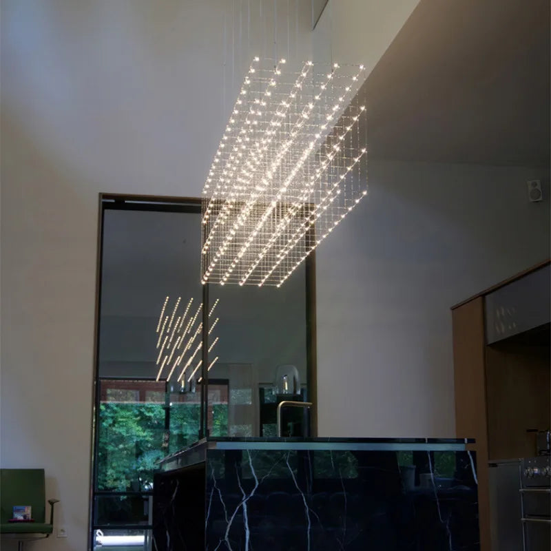 lampe led carrée en acier inoxydable avec cordon réglable