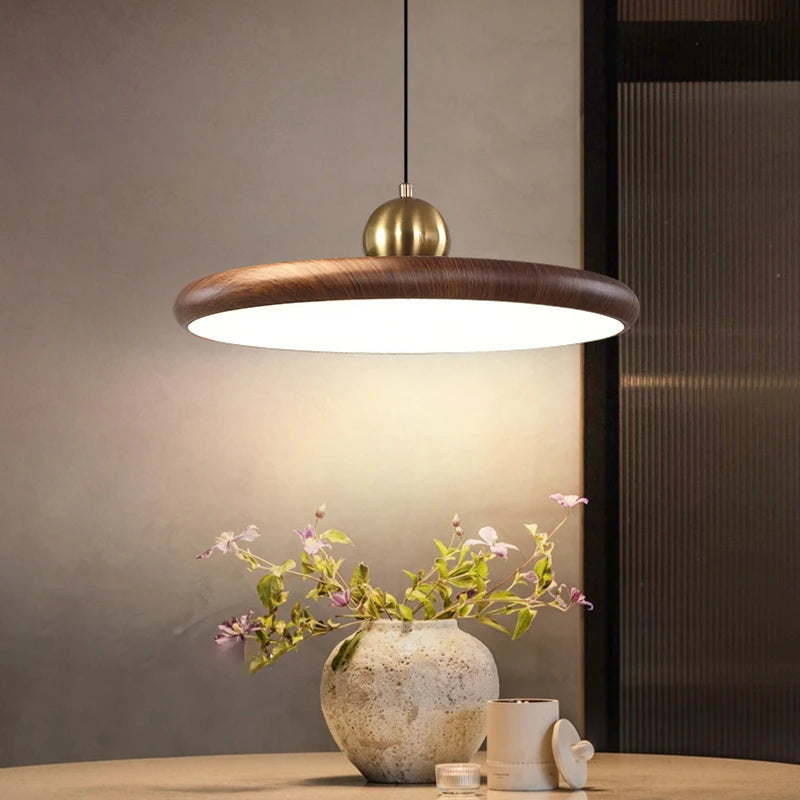 lustre en fer imitation grain de bois luminaires suspendus
