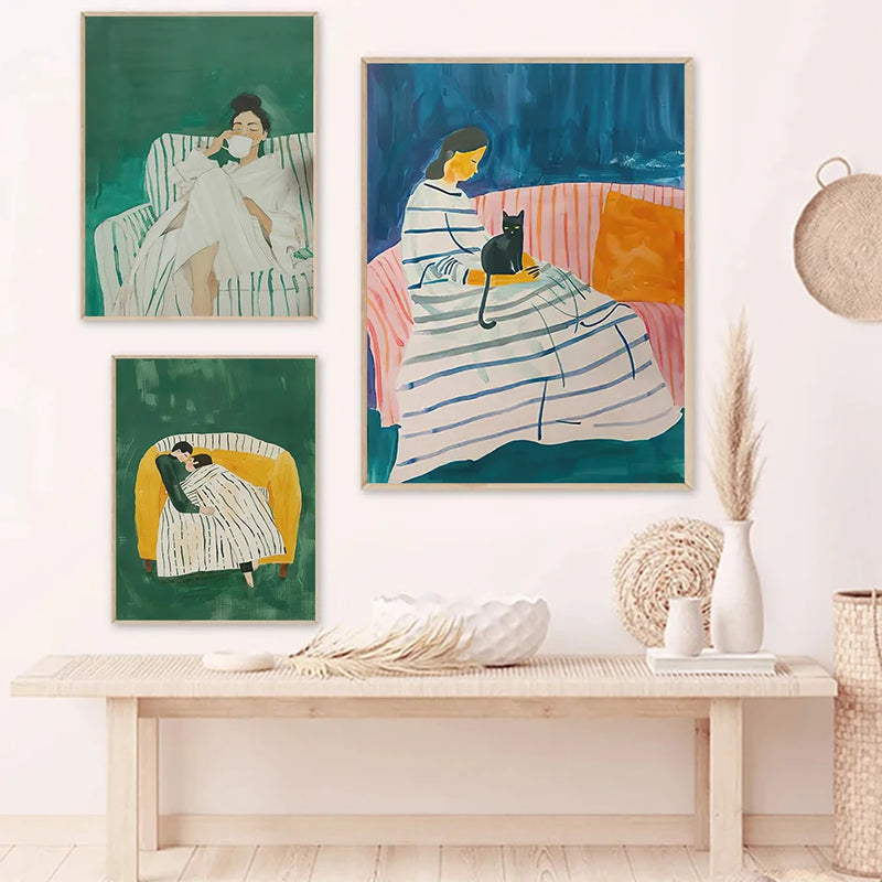 art mural chat abstrait pour décoration moderne et artistique