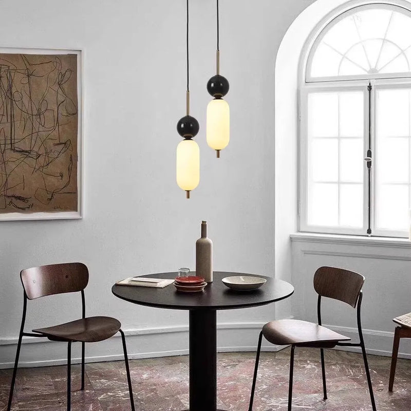 lustre led en boule de marbre acrylique avec fil réglable