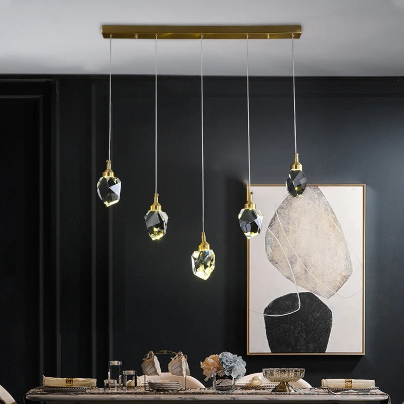 lustre nordique led en cristal pour décoration intérieure