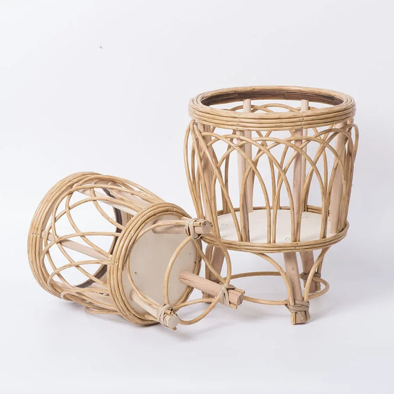 pot de fleurs en rotin support créatif en bambou