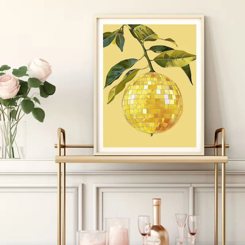 affiche créative de boule disco abstraite rétro décor mural artistique