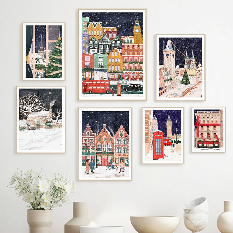 art mural voyage londres paris prague pour décoration intérieure