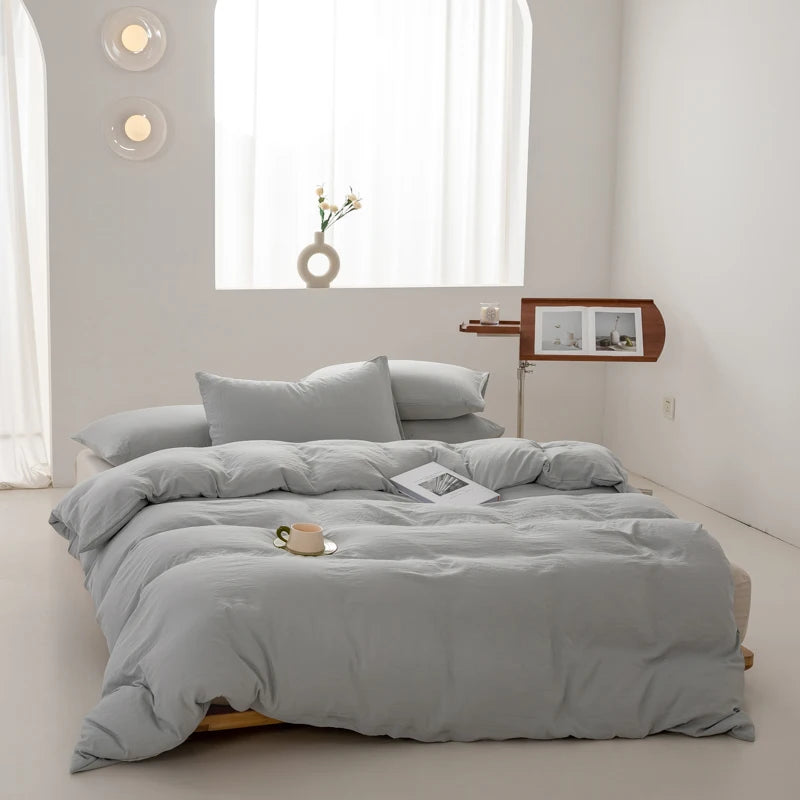 parure de lit en coton japonais doux avec housse et taies d'oreiller