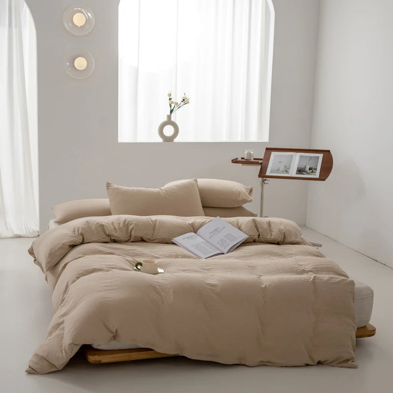 parure de lit en coton japonais doux avec housse et taies d'oreiller