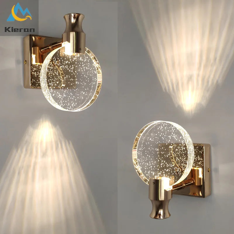 Simple chambre salon cristal applique murale LED lampe miroir avant lampe salle de bain maquillage lampe applique murale décor à la maison lumières miroir lampe